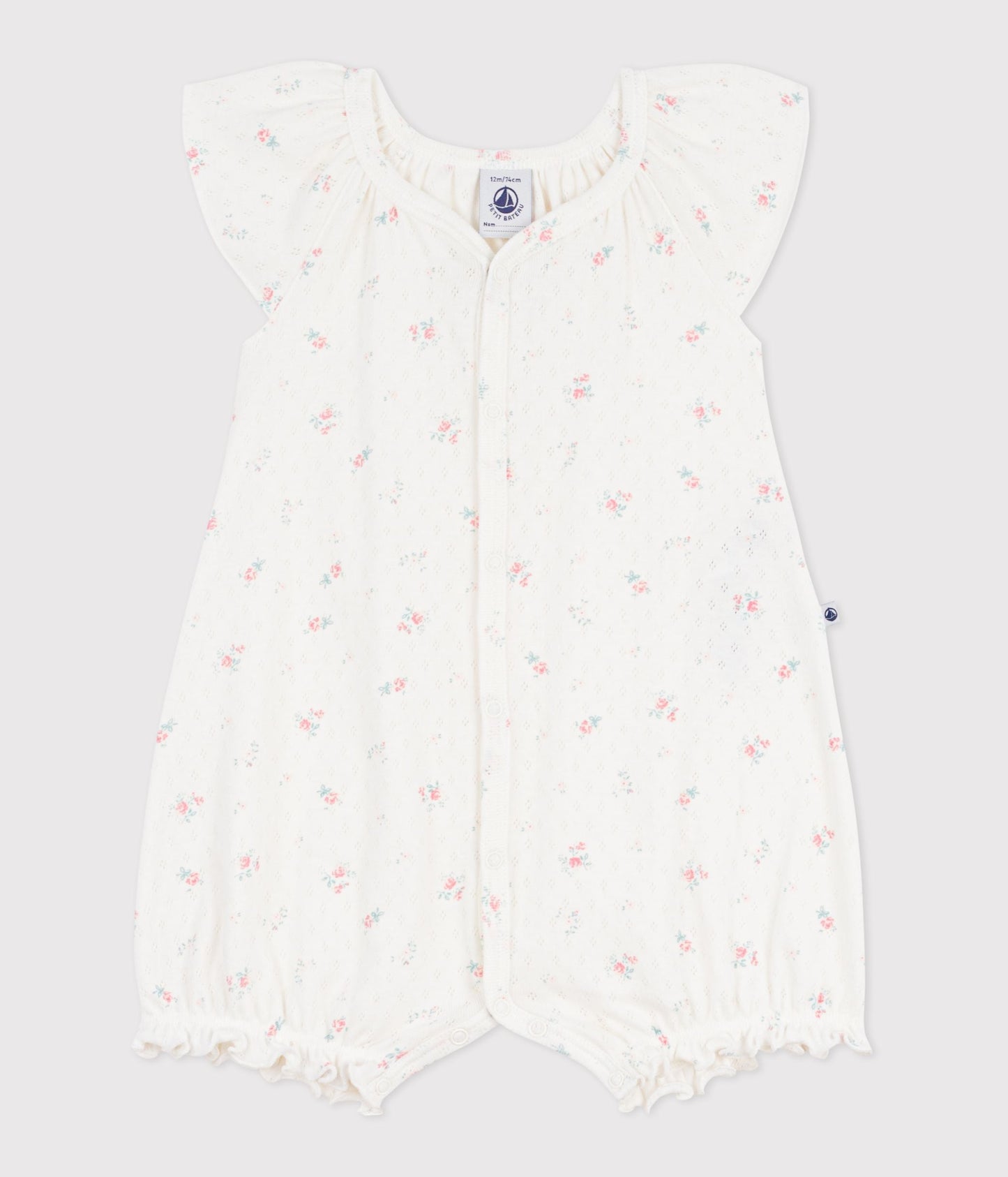 Combinaison courte bébé en coton fleuri – F1