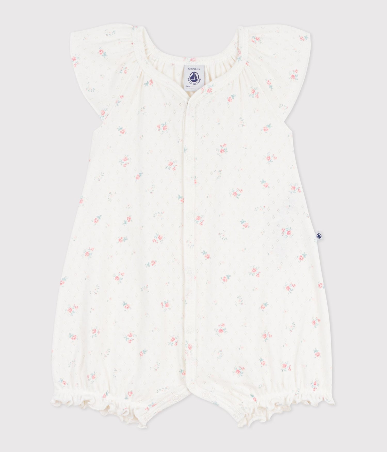 Combinaison courte bébé en coton fleuri – F1