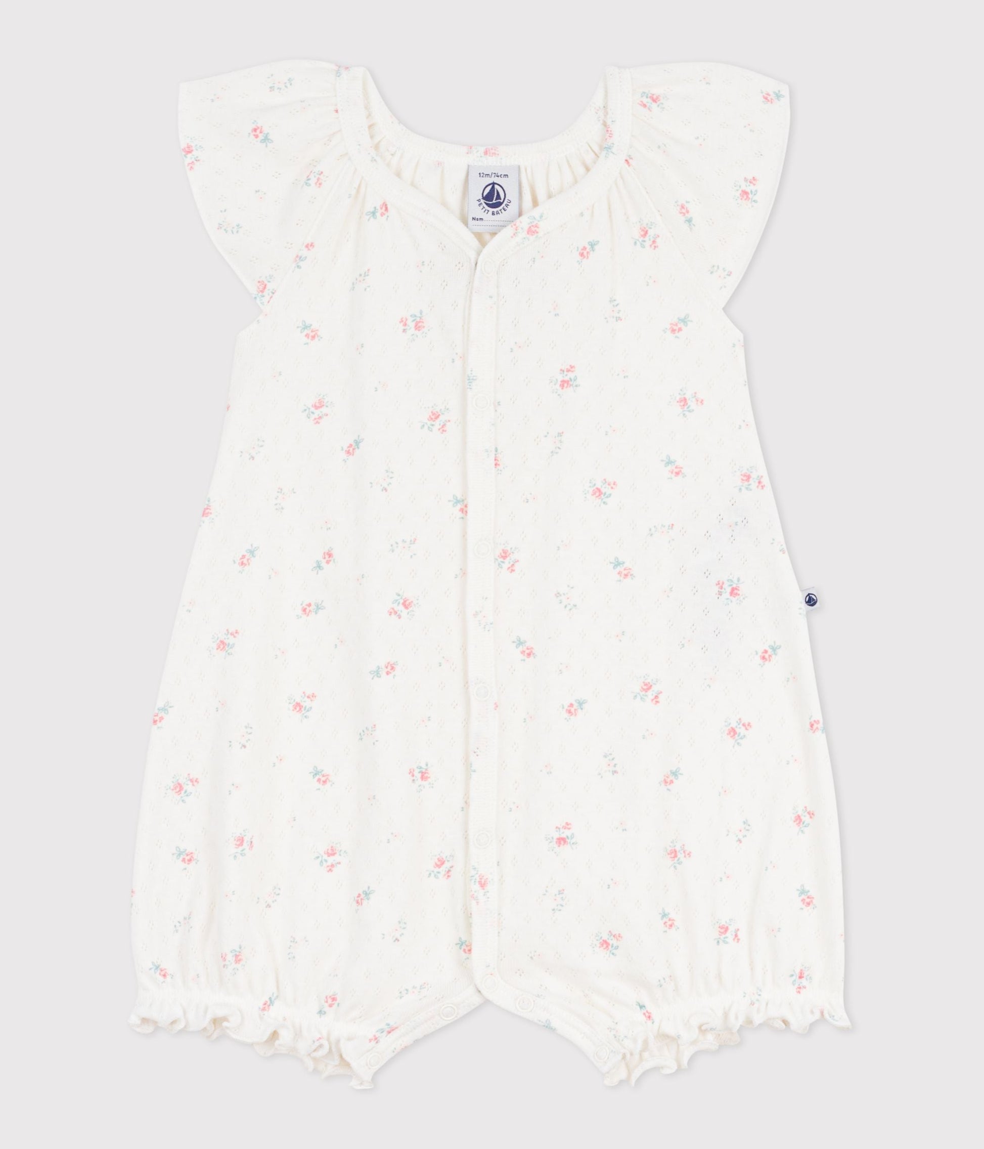 Combinaison courte bébé en coton fleuri – F1