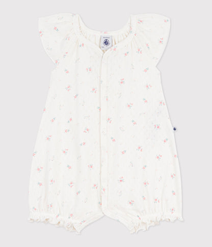 Combinaison courte bébé en coton fleuri – F1