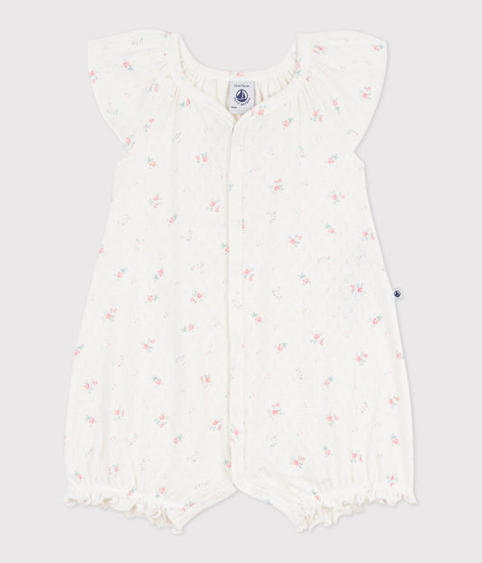 Combinaison courte bébé en coton fleuri – F1