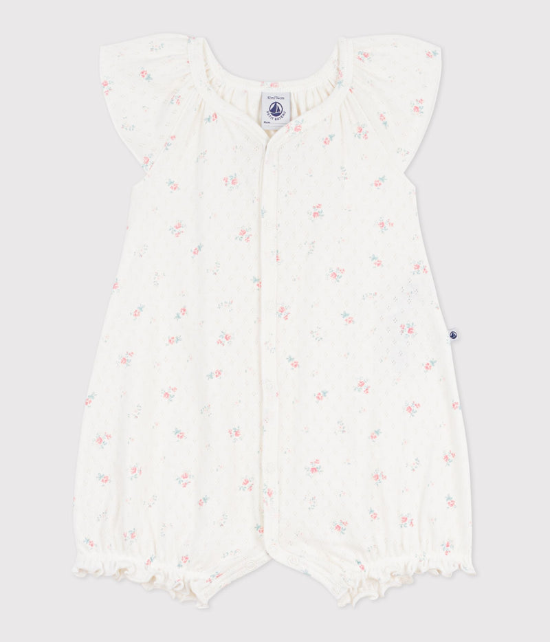 Combinaison courte bébé en coton fleuri – F1