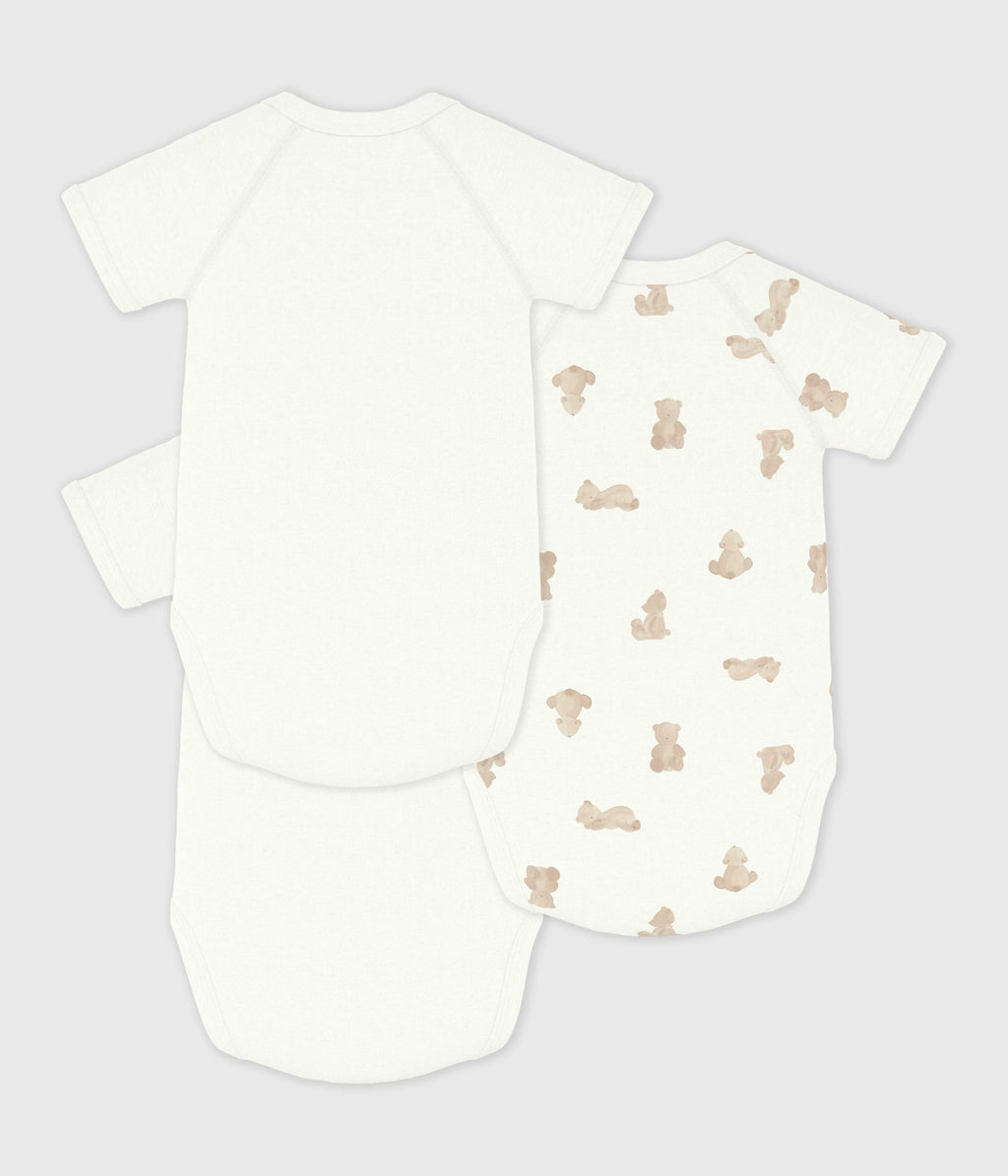 Lot de bodies croisés manches courtes en coton imprimé bébé – D1