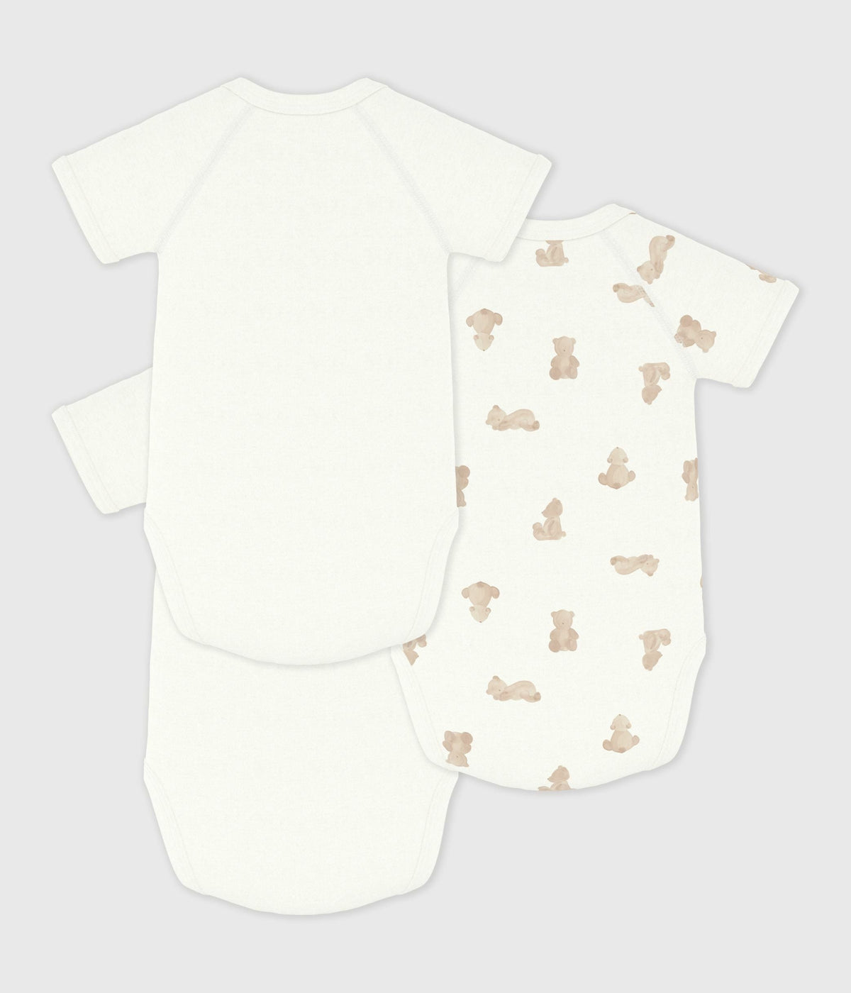 Lot de bodies croisés manches courtes en coton imprimé bébé – D1