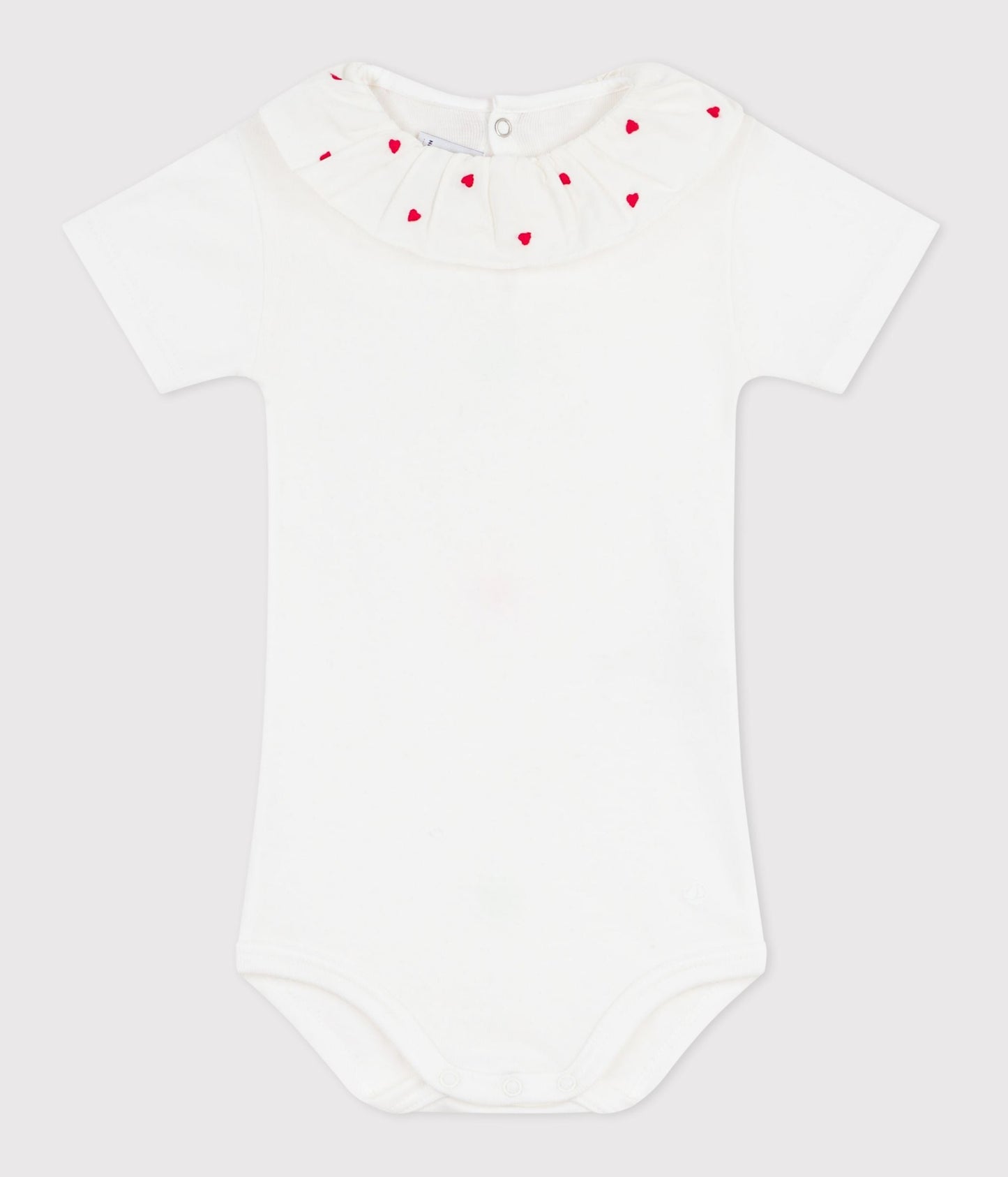 Body bébé en coton à col brodé, uni – F1