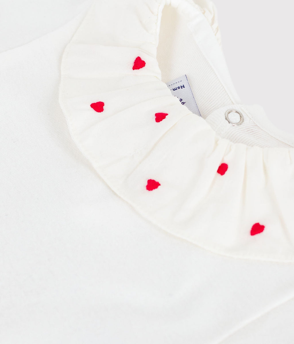 Body bébé en coton à col brodé, uni – Z1