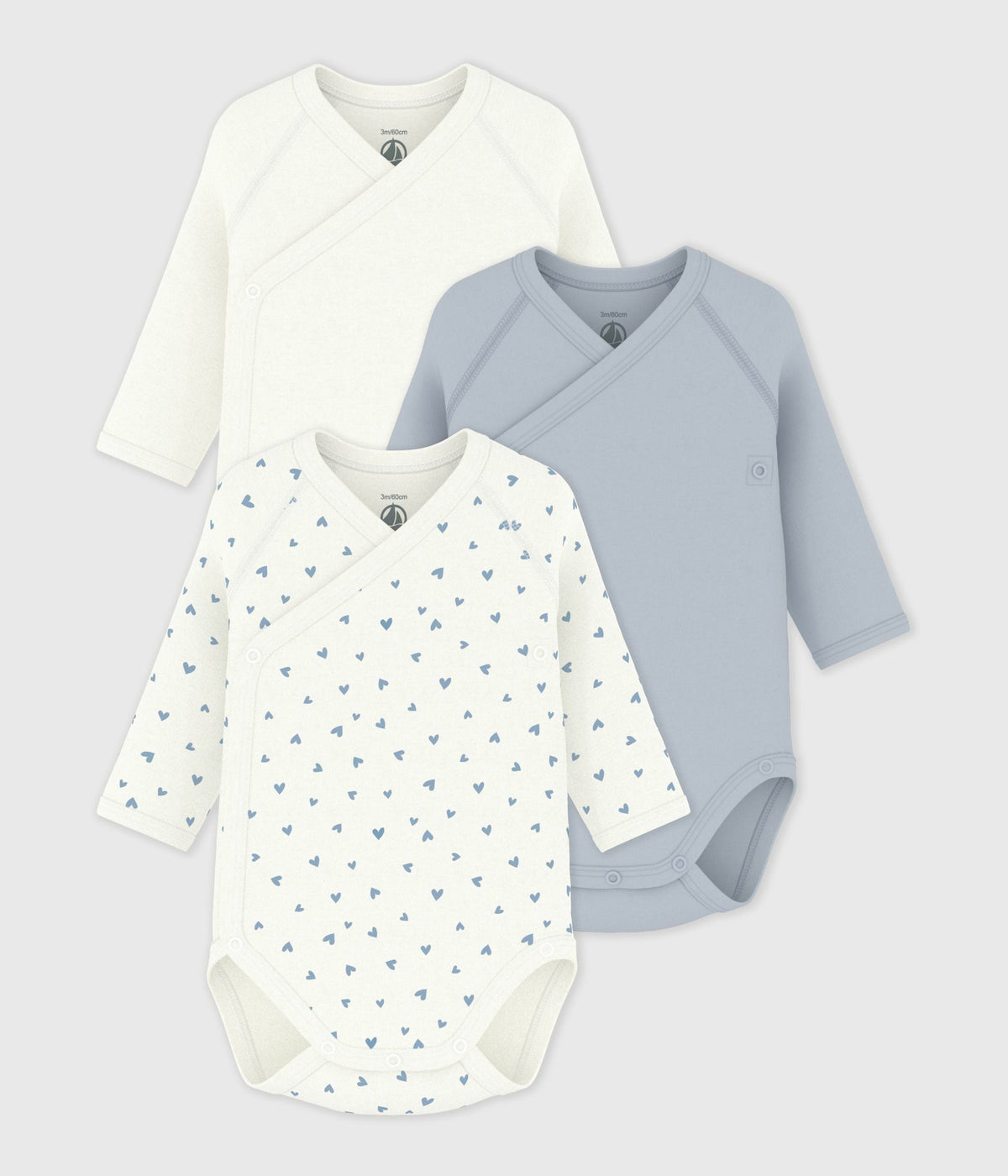 Lot de bodies croisés manches longues en coton imprimé bébé – F1