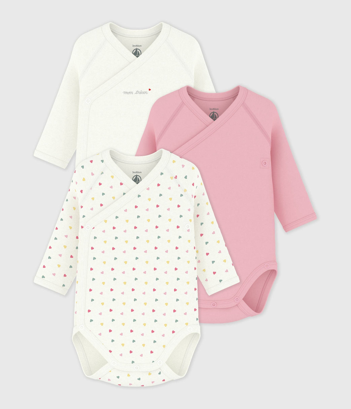 Lot de bodies croisés manches longues en coton imprimé bébé – F1