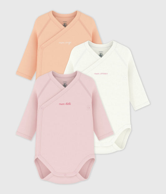 Lot de bodies croisés manches longues en coton imprimé bébé – F1