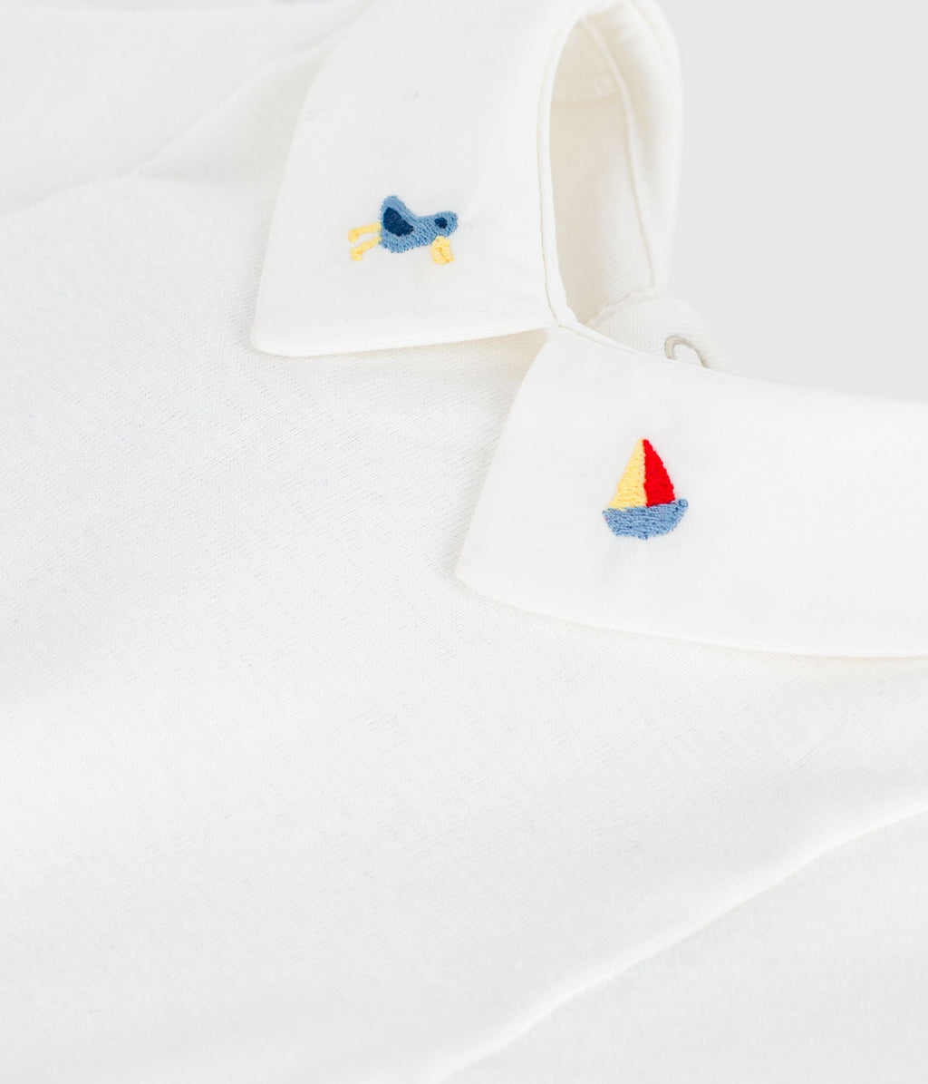 Body bébé en coton à col brodé, uni – Z1