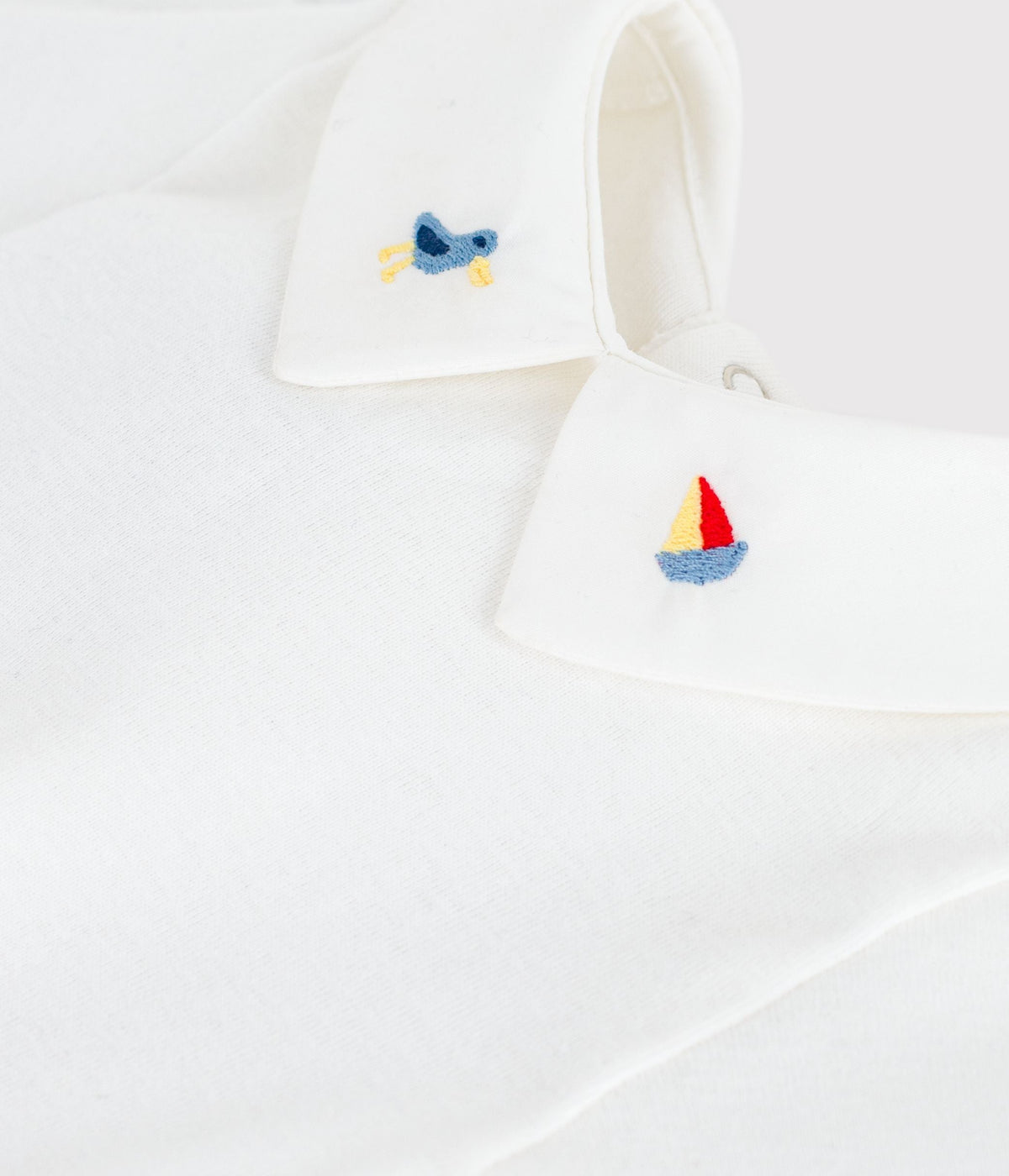 Body bébé en coton à col brodé, uni – Z1