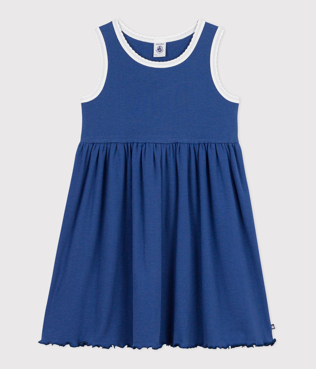 Robe sans manches enfant en coton uni – F1