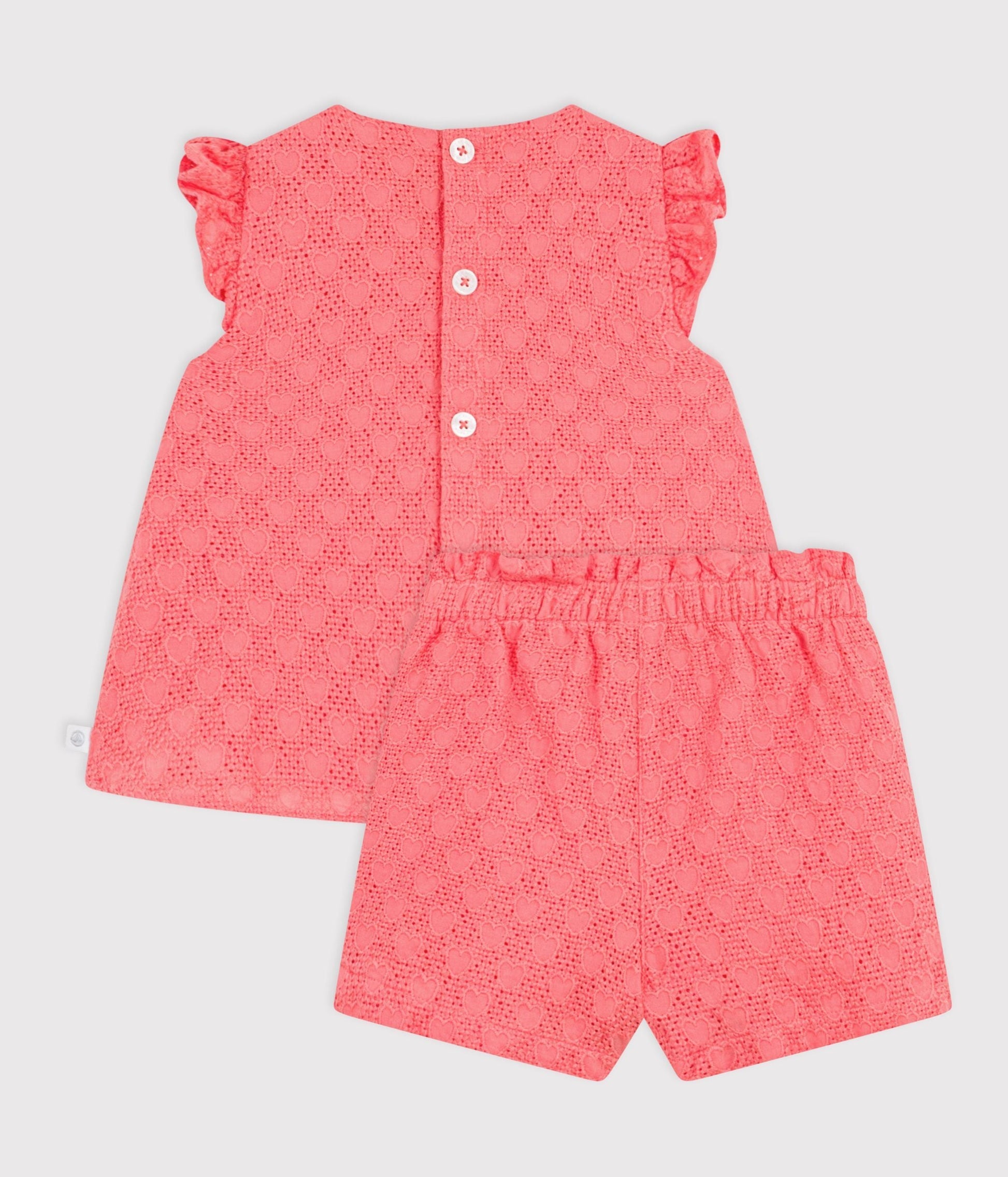 Ensemble bébé 2 pièces en broderie anglaise, motif cœurs – D1