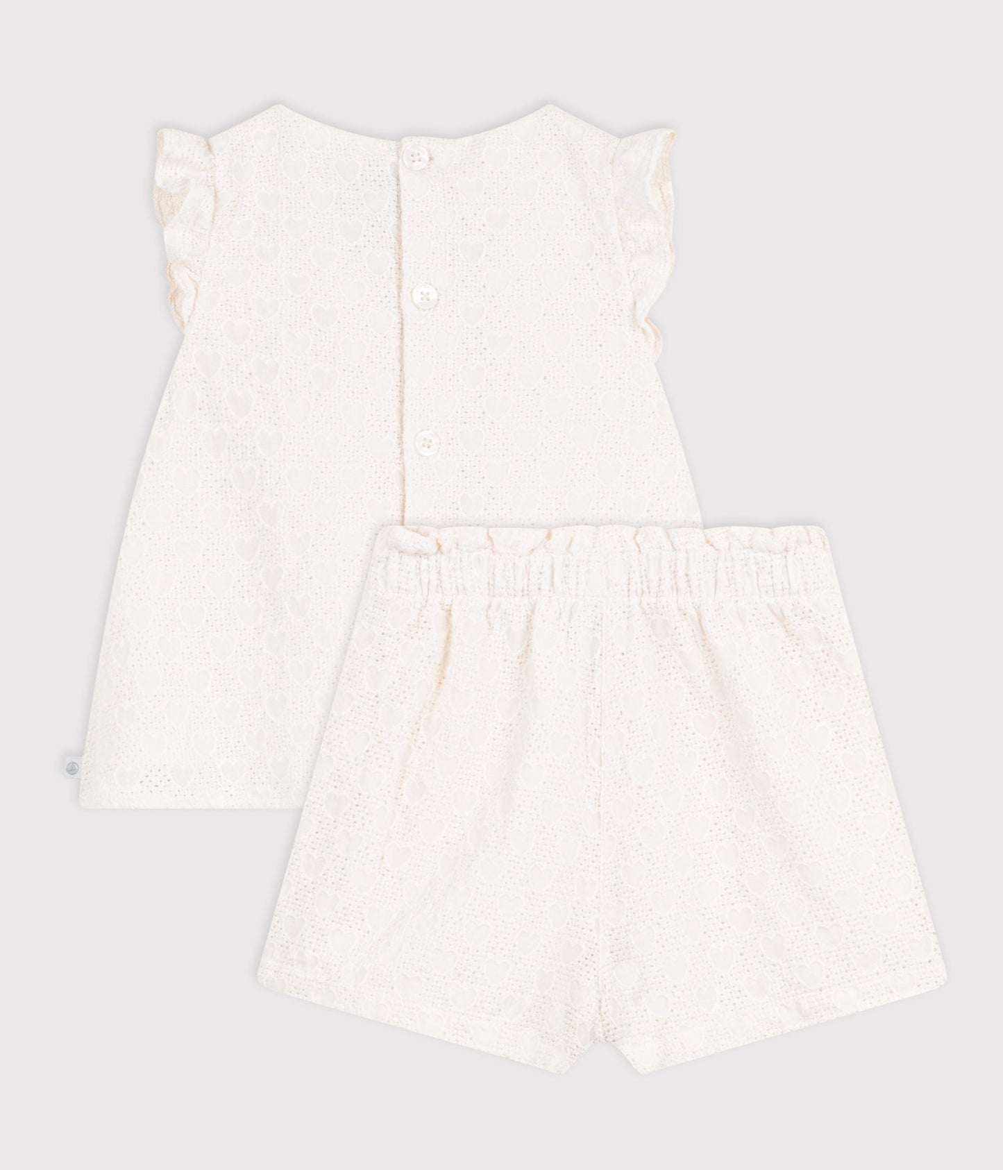 Ensemble bébé 2 pièces en broderie anglaise, motif cœurs – D1