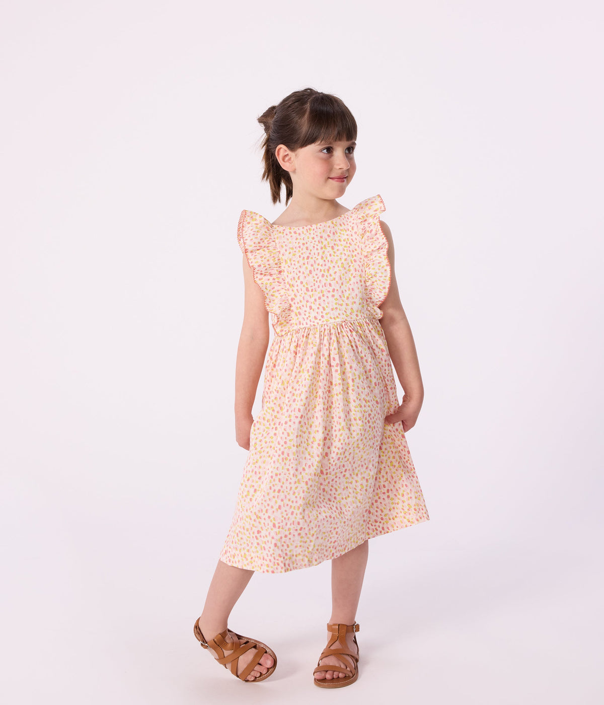 Robe sans manches dos nu enfant en coton imprimée – J1