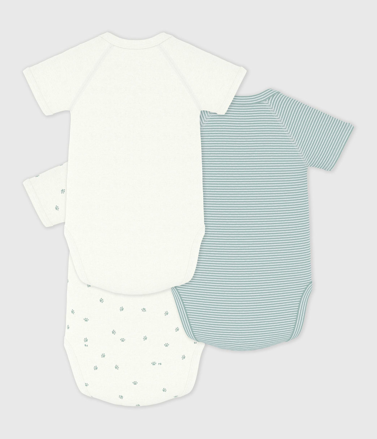 Lot de bodies croisés manches courtes en coton imprimé bébé – D1