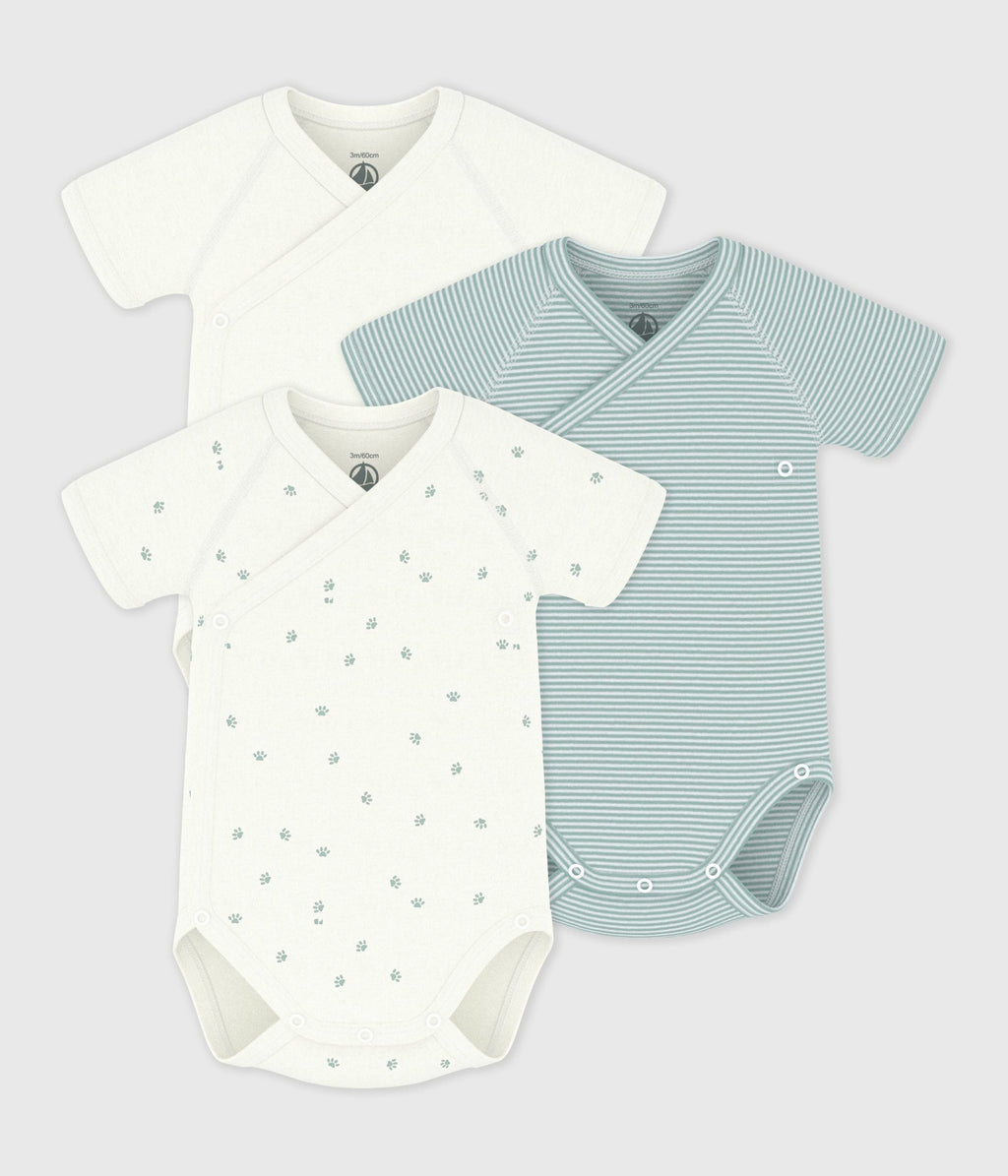 Lot de bodies croisés manches courtes en coton imprimé bébé – F1