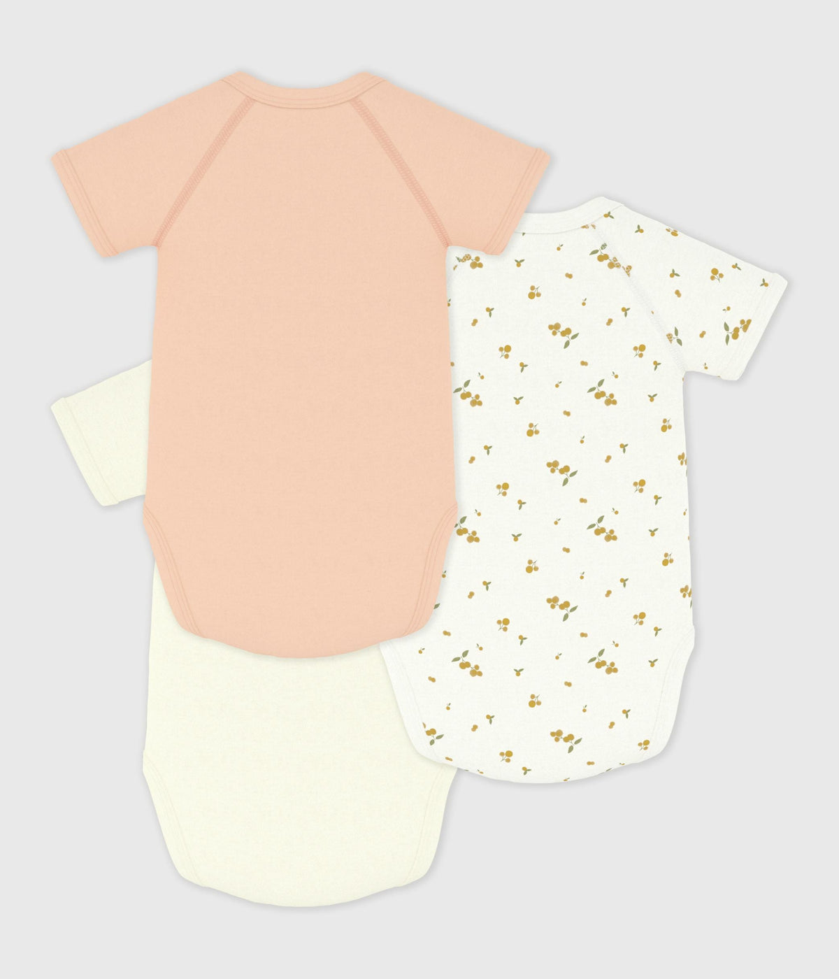 Lot de bodies croisés manches courtes en coton imprimé bébé – D1
