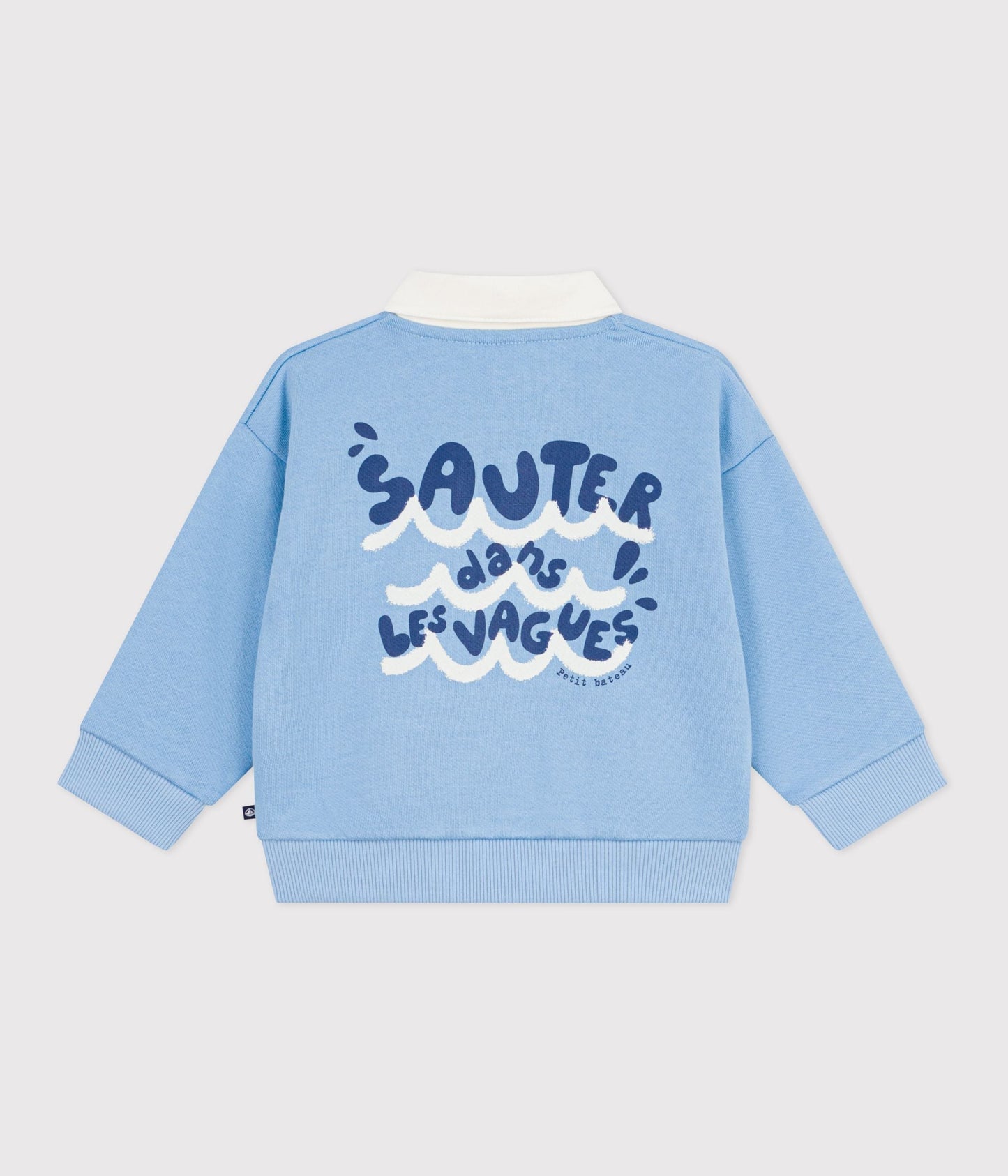 Sweatshirt bébé en coton brodé mouette et motif au dos – D1