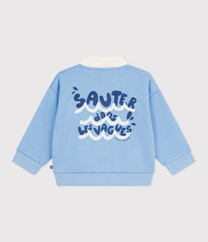 Sweatshirt bébé en coton brodé mouette et motif au dos – D1
