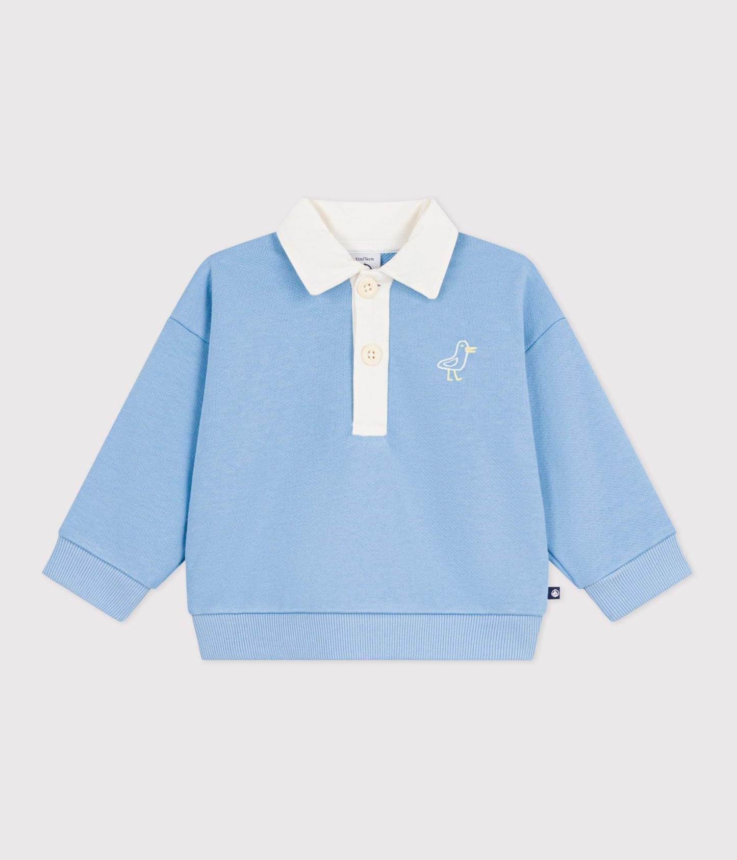 Sweatshirt bébé en coton brodé mouette et motif au dos – F1