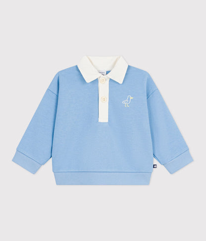 Sweatshirt bébé en coton brodé mouette et motif au dos – F1