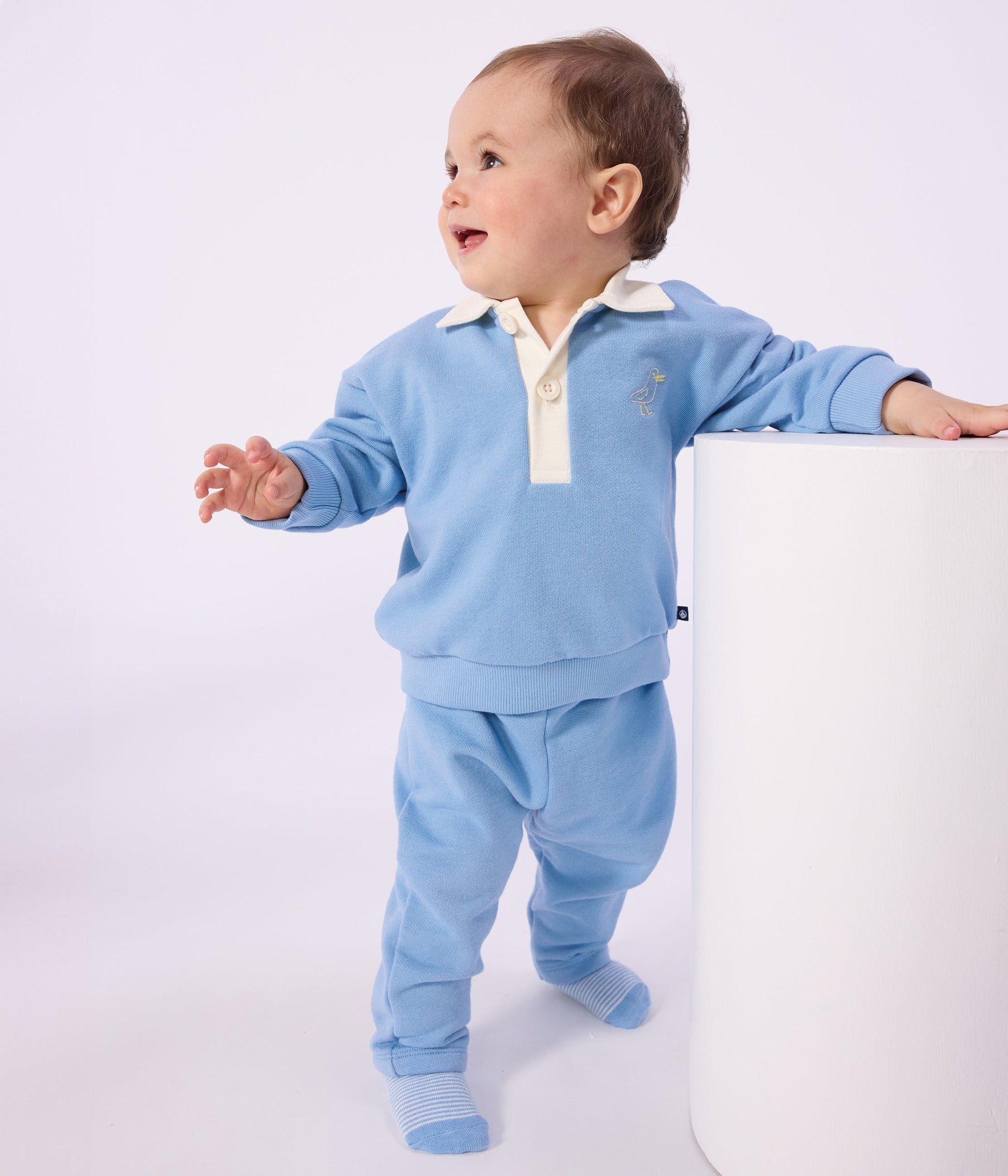 Sweatshirt bébé en coton brodé mouette et motif au dos – J1