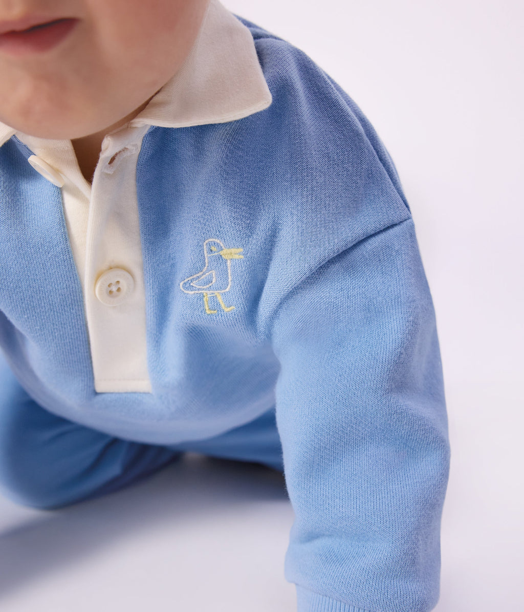 Sweatshirt bébé en coton brodé mouette et motif au dos – J2