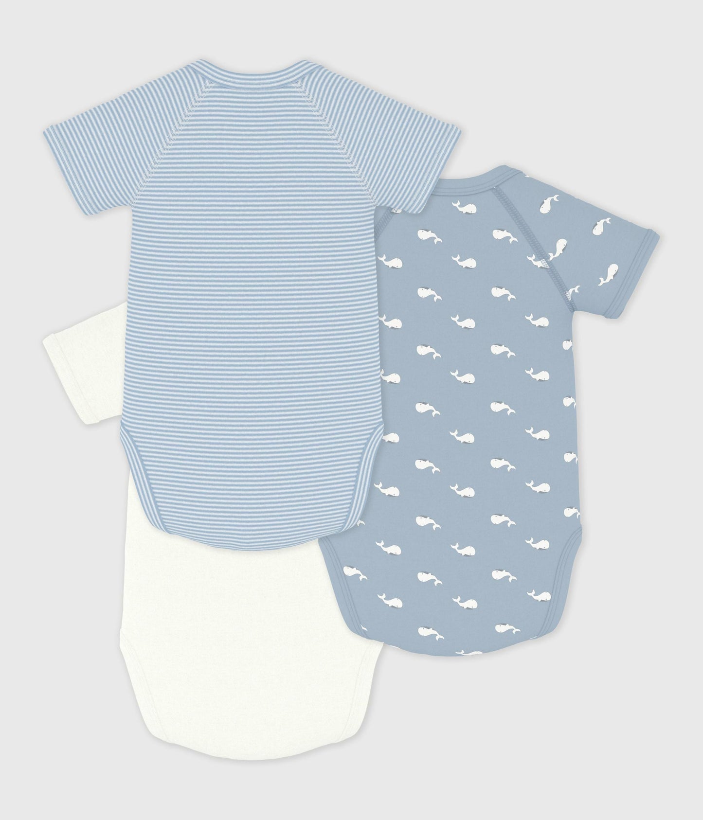Lot de bodies croisés manches courtes en coton imprimé bébé – D1