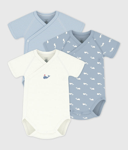 Lot de bodies croisés manches courtes en coton imprimé bébé – F1