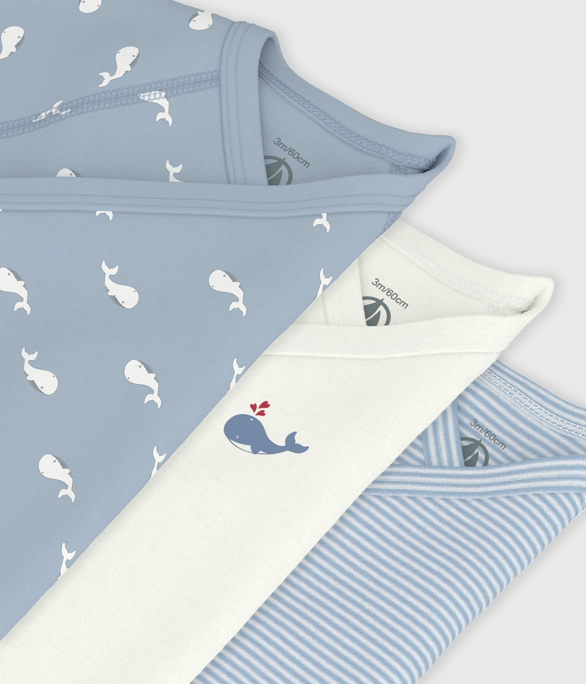 Lot de bodies croisés manches courtes en coton imprimé bébé – Z1
