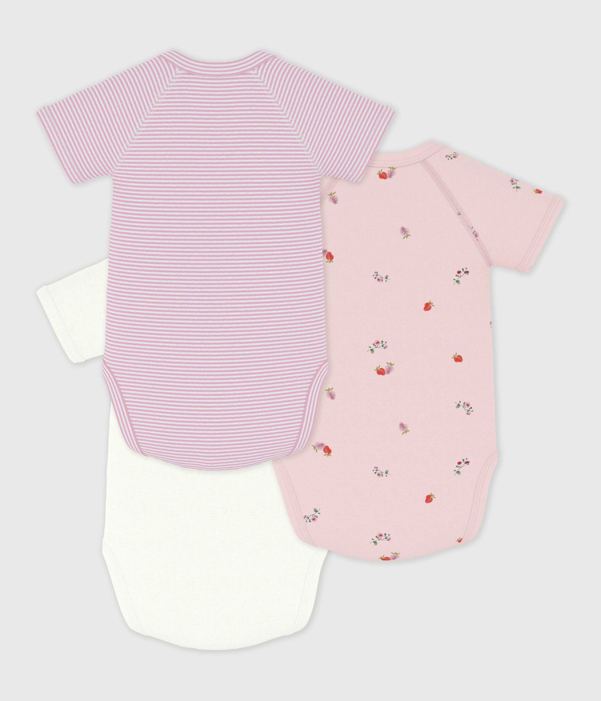 Lot de bodies croisés manches courtes en coton imprimé bébé – D1