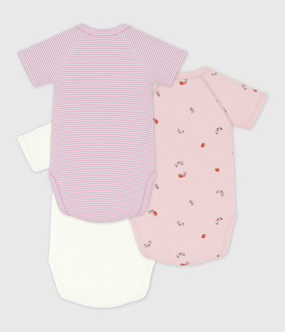 Lot de bodies croisés manches courtes en coton imprimé bébé – D1