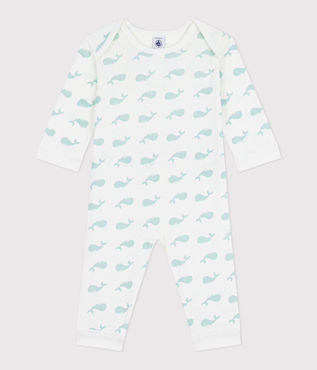 Pyjama bébé en coton sans pieds imprimé baleines – F1