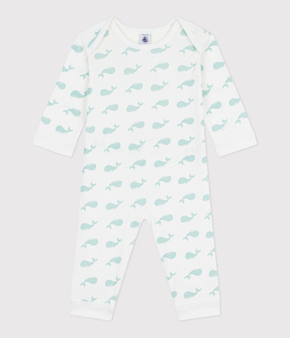 Pyjama bébé en coton sans pieds imprimé baleines – F1