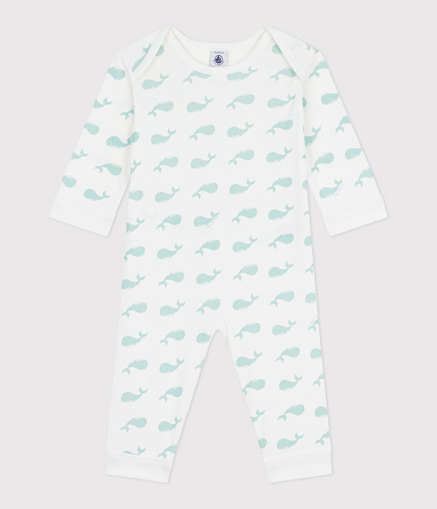 Pyjama bébé en coton sans pieds imprimé baleines – F1