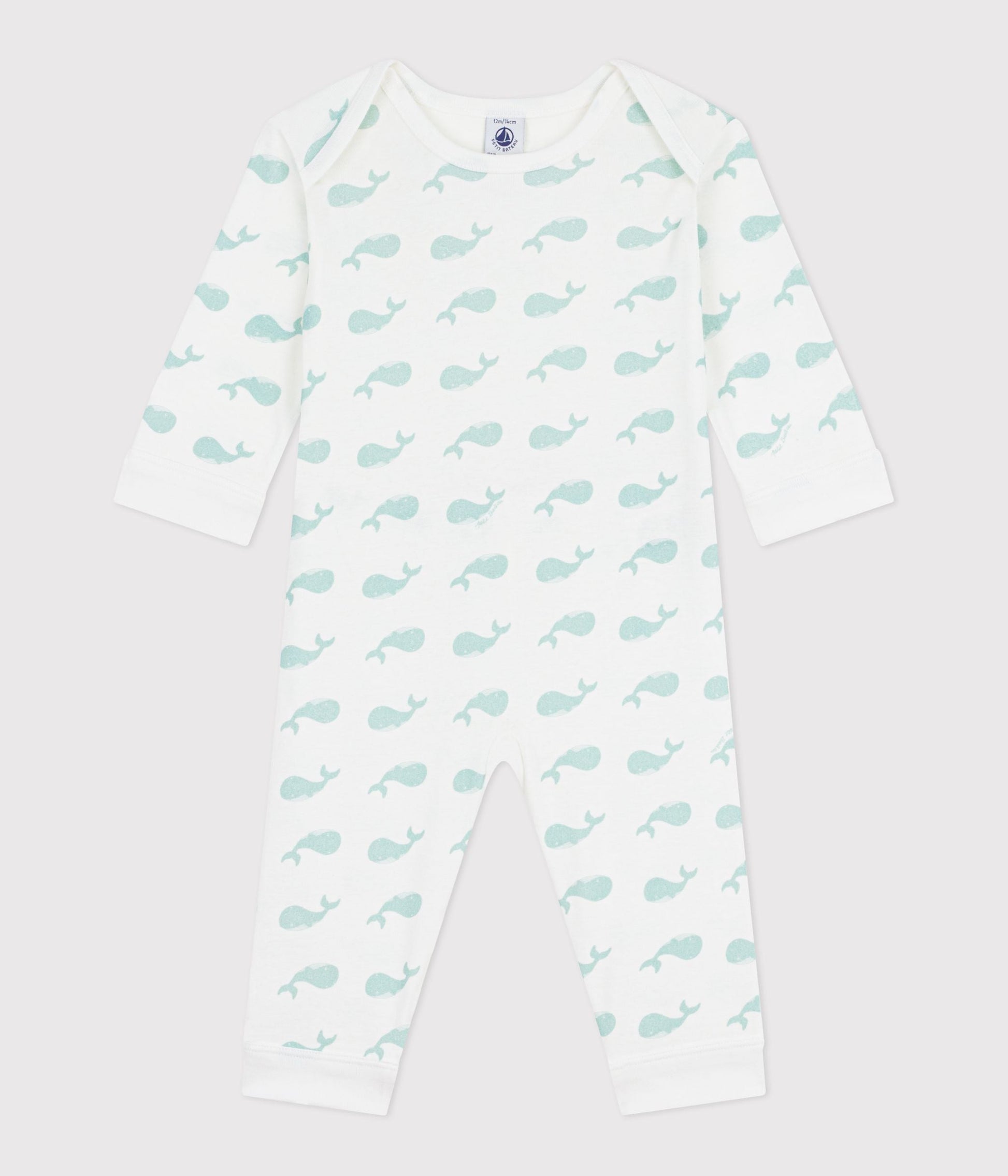 Pyjama bébé en coton sans pieds imprimé baleines – F1