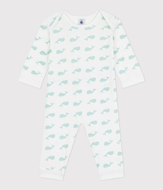 Pyjama bébé en coton sans pieds imprimé baleines – F1