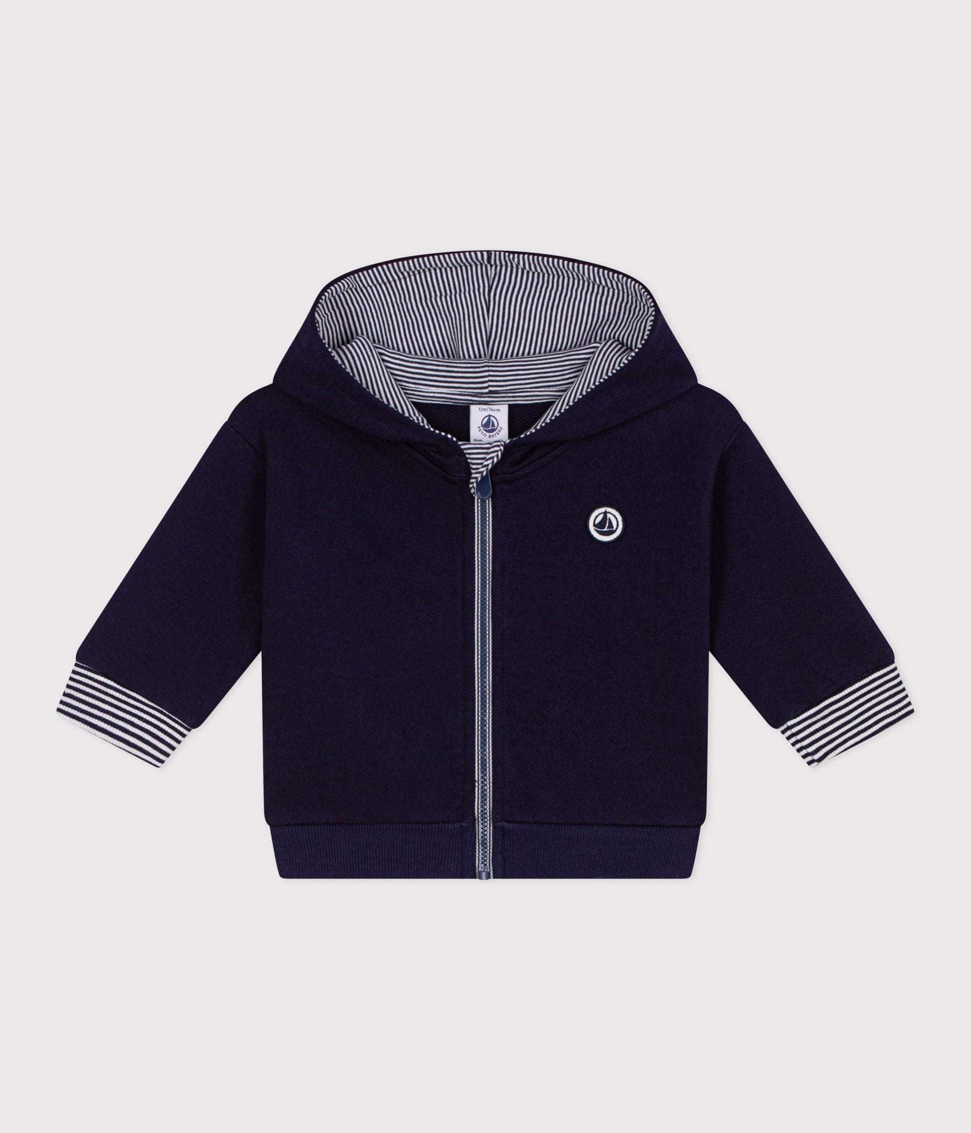 Sweatshirt à capuche bébé en coton détails rayés – F1