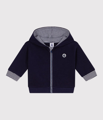 Sweatshirt à capuche bébé en coton détails rayés – F1