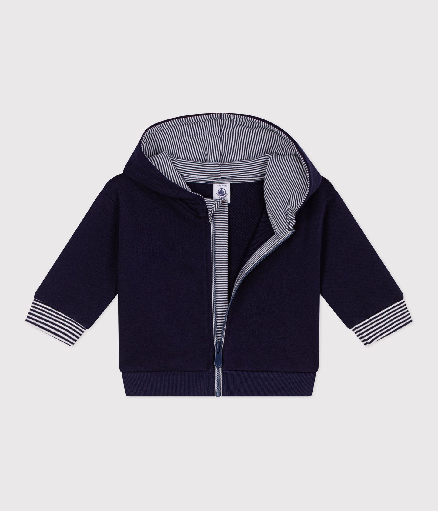 Sweatshirt à capuche bébé en coton détails rayés – F2
