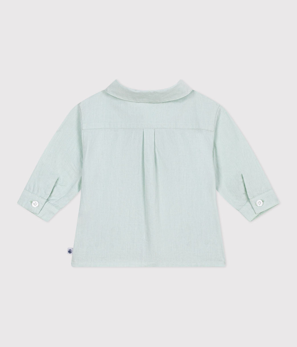 Chemise bébé en coton/lin à manches longues, unie – D1