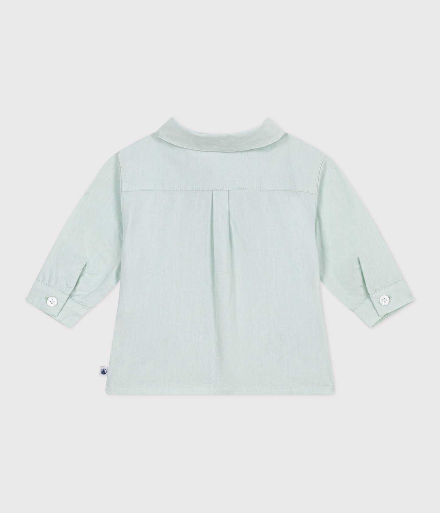 Chemise bébé en coton/lin à manches longues, unie – D1