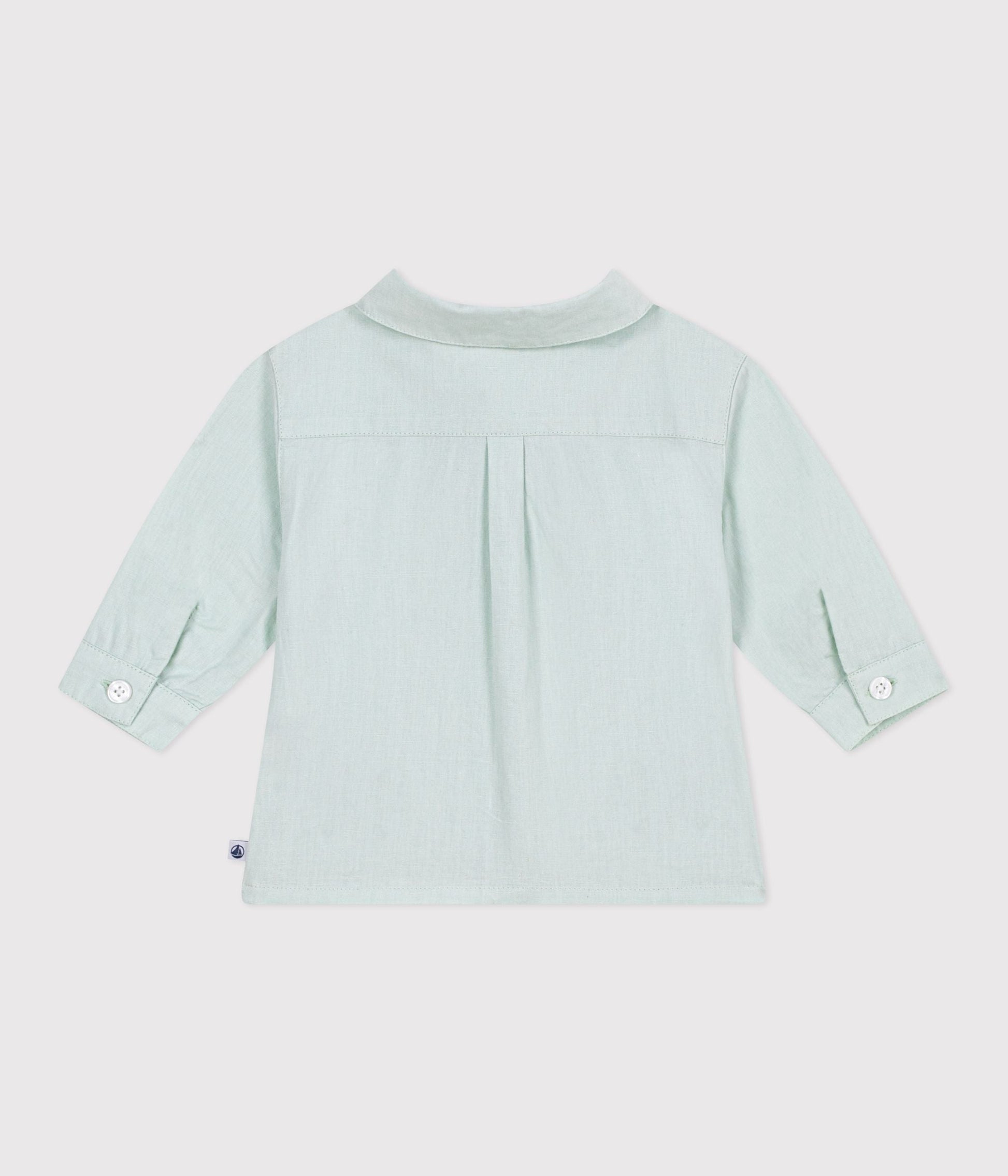 Chemise bébé en coton/lin à manches longues, unie – D1