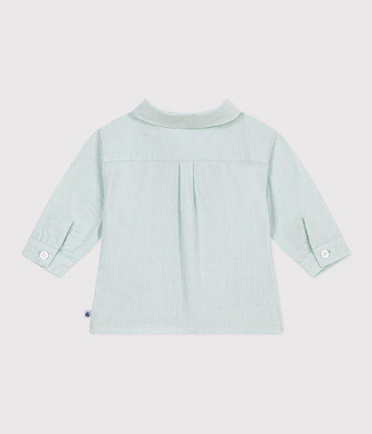 Chemise bébé en coton/lin à manches longues, unie – D1