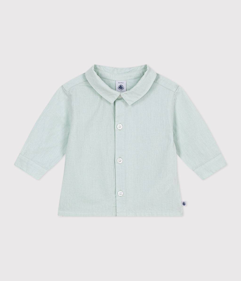 Chemise bébé en coton/lin à manches longues, unie – F1