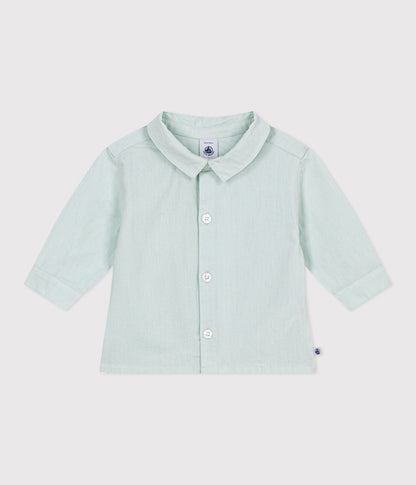 Chemise bébé en coton/lin à manches longues, unie – F1