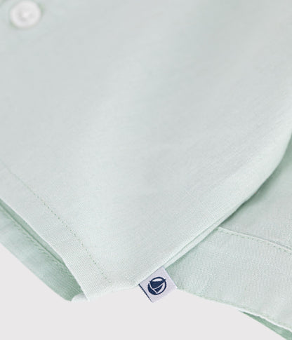 Chemise bébé en coton/lin à manches longues, unie – Z1