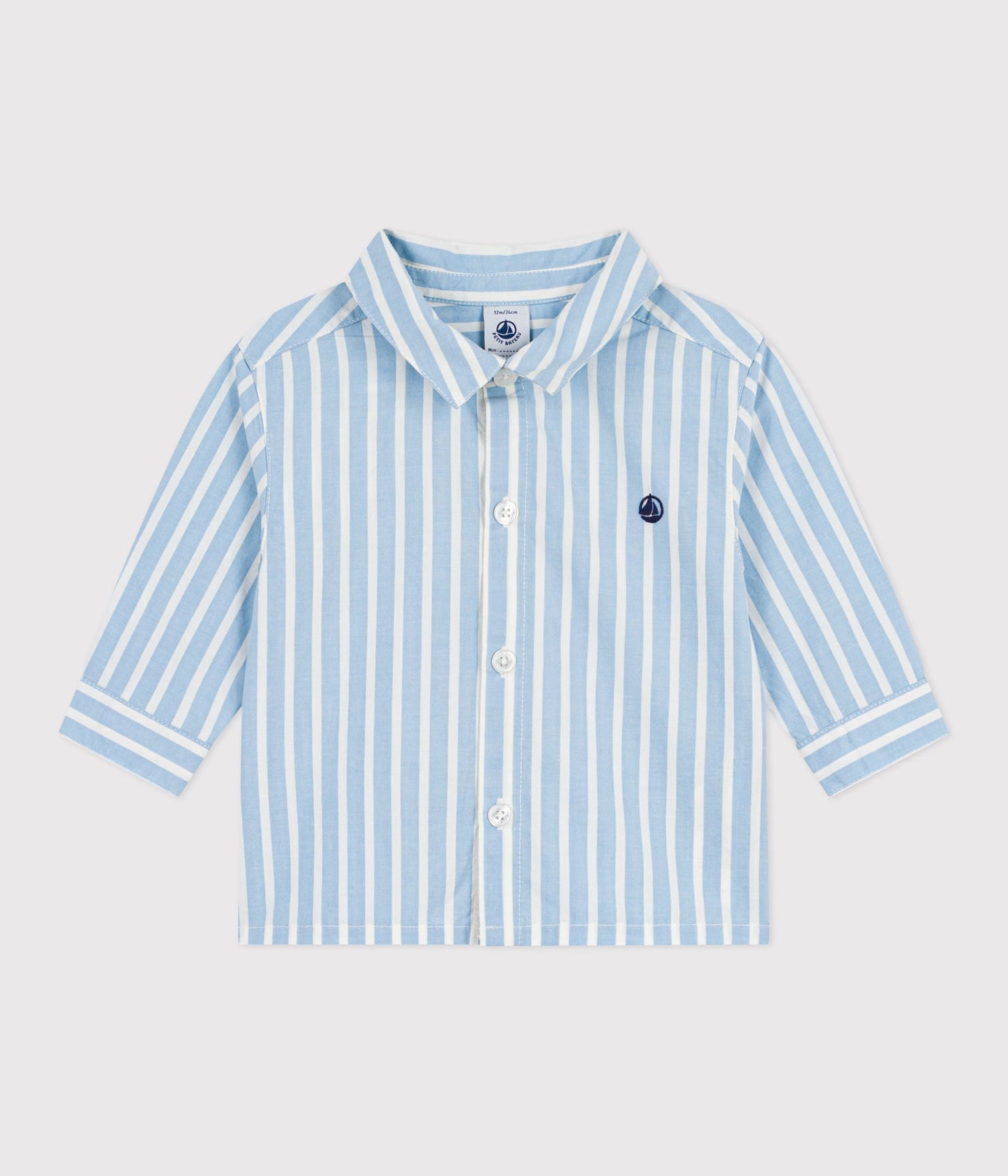 Chemise bébé en coton à manches longues, rayée – F1