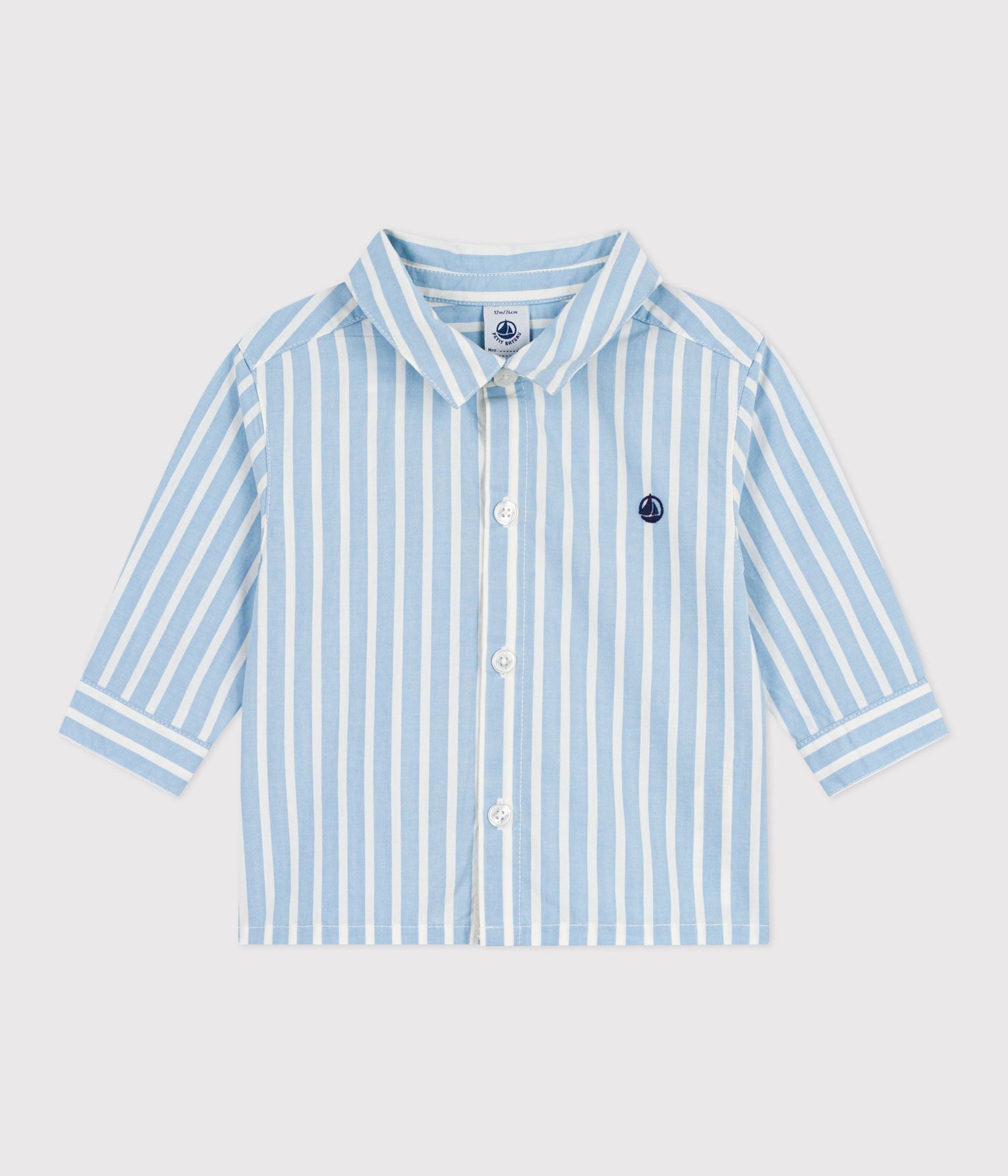 Chemise bébé en coton à manches longues, rayée – F1